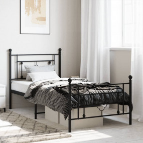 Bed Frame Black Powder-Coated Steel Single Bed Frame