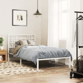 Bed Frame White Steel Twin Modern Bed Frame Rectangular