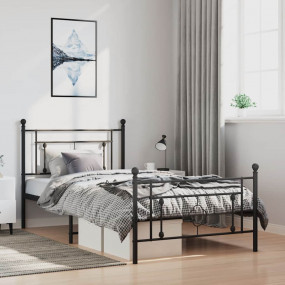 Bed Frame Black Steel Single Bed Frame Rectangular Mode...