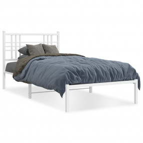Bed Frame White Powder-Coated Steel Twin Durable Bed Fr...