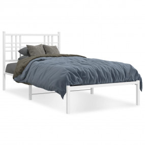 Bed Frame White Powder-Coated Steel Single Bed Frame