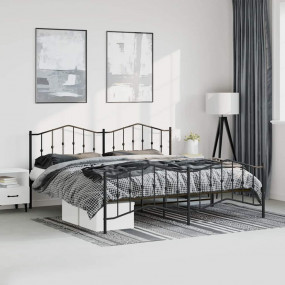 Bed Frame Black Steel Double Bed Frame Rectangular Mode...
