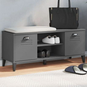 Shoe Storage Bench Anthracite Gray Engineered Wood Medi...