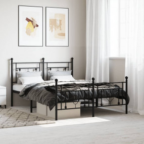 Bed Frame Black Powder-Coated Steel Double Bed Frame