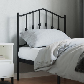 Headboard Black Powder-Coated Steel Twin Stylish Design