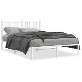 Bed Frame White Powder-Coated Steel Double Bed Frame