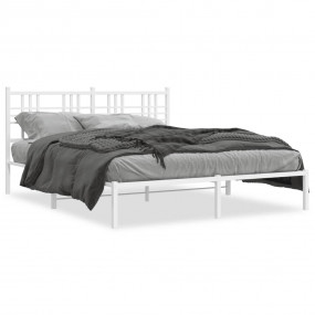 Bed Frame White Steel Full Bed Frame Rectangular Modern