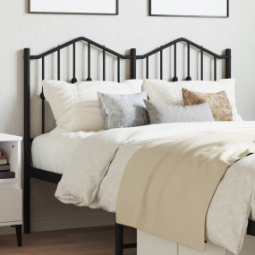 Headboard Black Powder-Coated Steel Tall Double Bed Dur...