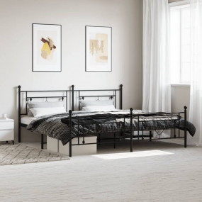 Bed Frame Black Powder-Coated Steel Double Bed Frame