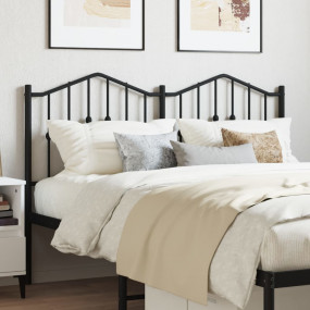 Headboard Black Steel Double Durable Headboard Rectangu...