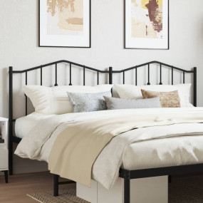 Headboard Black Powder-Coated Steel Double bed - 63 inc...