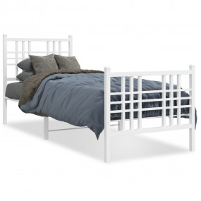 Bed Frame White Steel Small Single Bed Frame Rectangula...