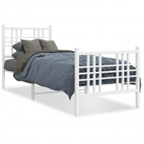 Bed Frame White Steel Single Bed Frame Rectangular Dura...