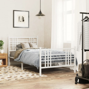 Bed Frame White Steel Single Bed Frame Rectangular