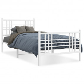 Bed Frame White Steel Twin Bed Frame Rectangular Tradit...