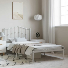 Bed Frame White Steel Single Bed Frame Rectangular Mode...