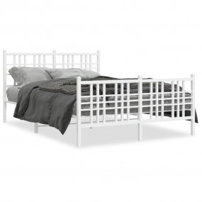 Bed Frame White Steel Full Bed Frame Rectangular Tradit...