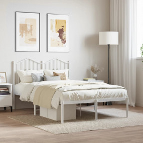 Bed Frame White Steel Full Bed Frame Rectangular Modern