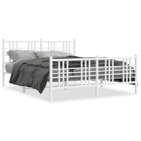 Bed Frame White Steel 63 x 79 in Bed Frame Rectangular