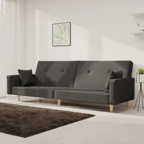 Sofa Bed Dark Grey Fabric (100% polyester), Wood, Foam