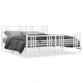 Bed Frame White Steel Double Bed Frame Rectangular