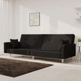 Sofa Bed Black Fabric (100% polyester), wood, plastic 2...