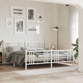 Bed Frame White Steel Double Bed Frame Rectangular