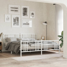 Bed Frame White Steel 78.7x78.7 in Bed Frame Rectangula...