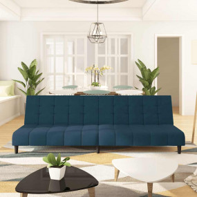 Sofa Bed Blue Velvet (100% polyester), wood, plastic Me...