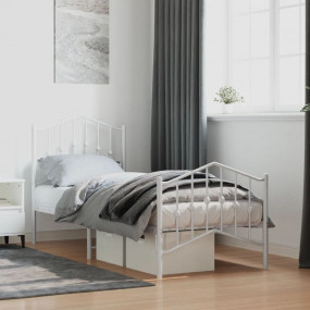 Bed Frame White Powder-coated steel Small Single Bed Fr...