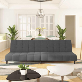 Sofa Bed Dark Grey Velvet (100% polyester), wood, plast...