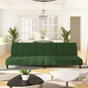 Sofa Bed Dark Green Velvet (100% polyester), wood, plas...
