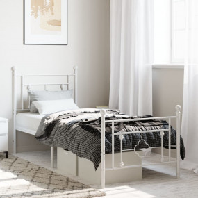 Bed Frame White Steel Small Single Bed Frame Rectangula...