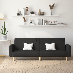Sofa Bed Black Fabric (100% polyester), wood, foam Medi...