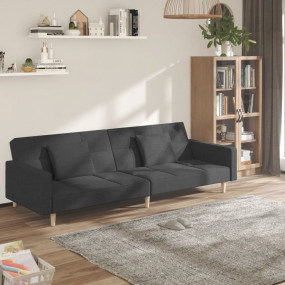 Sofa Bed Dark Grey 100% polyester fabric, wood, plastic...