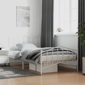 Bed Frame White Steel Twin Bed Frame Rectangular Modern
