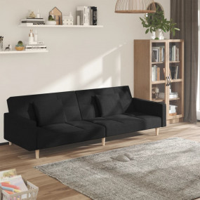 Sofa Bed Black 100% polyester, wood, plastic, foam Larg...