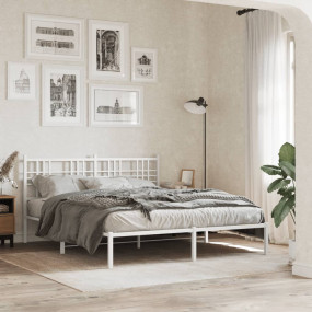 Headboard White Steel Tall Double Durable Headboard