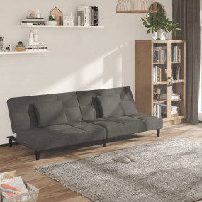 Sofa Bed Dark Grey Velvet (100% polyester), wood, plast...