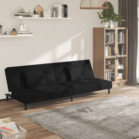 Sofa Bed Black Velvet (100% polyester), wood, plastic 2...