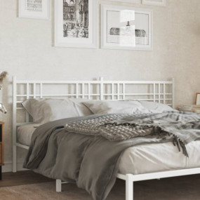 Headboard White Steel Tall Double Bed Sturdy Headboard