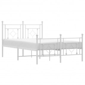 Bed Frame White Powder-Coated Steel Small Double Durabl...