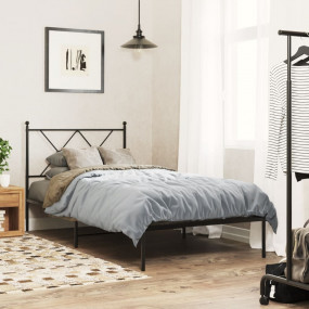 Bed Frame Black Powder-Coated Steel Single Bed Frame