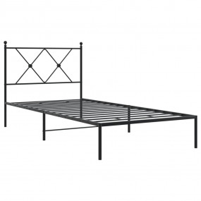 Bed Frame Black Powder-Coated Steel 35.4x78.7 in Bed Fr...