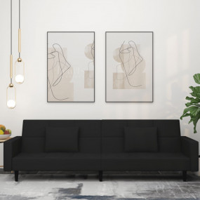 Sofa Bed Black Velvet, wood, plastic 2-Seater