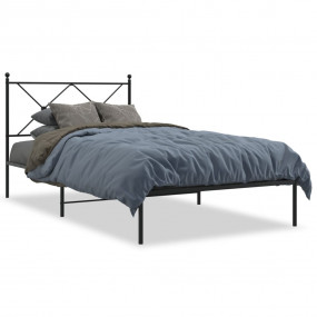 Bed Frame Black Powder-Coated Steel Twin Bed Frame Rect...