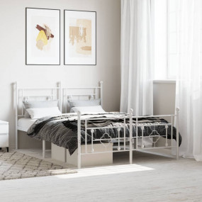 Bed Frame White Powder-coated steel Double Bed Frame