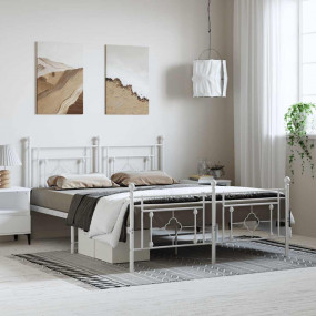 Bed Frame White Powder-coated steel King Size Bed Frame