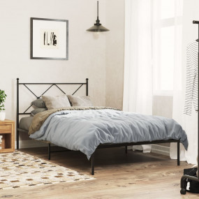 Bed Frame Black Powder-Coated Steel Single Bed Frame