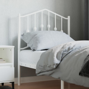 Headboard White Powder-Coated Steel Tall Single Headboa...